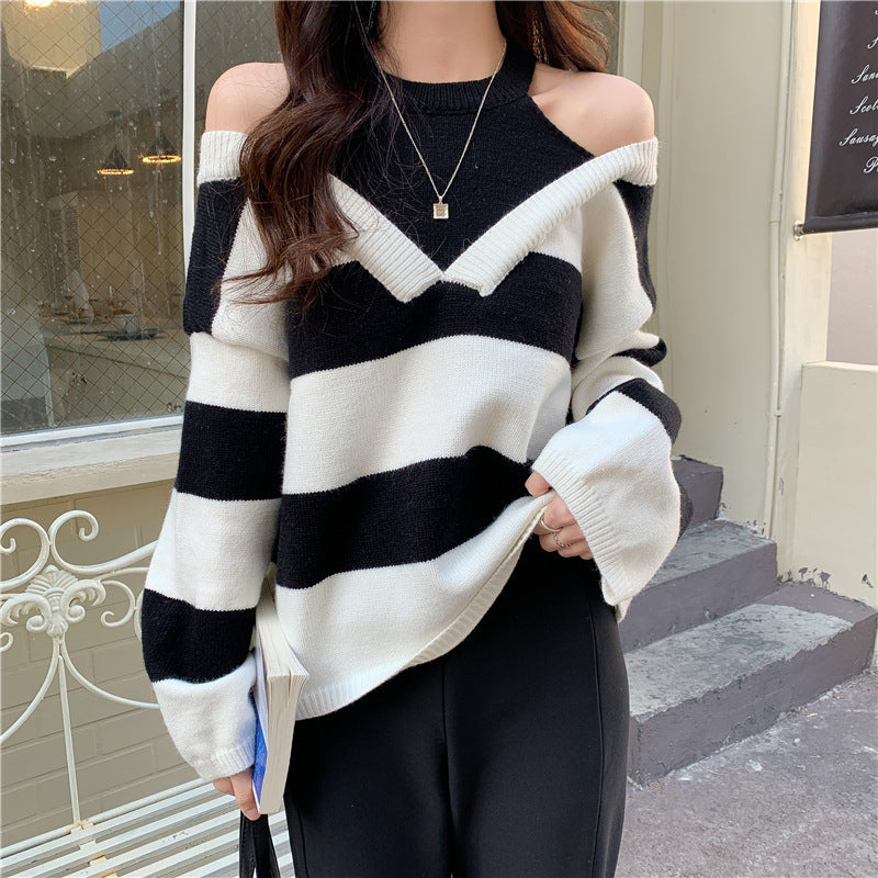 Damen trendiger Pullover mit Ausschnitten Drune