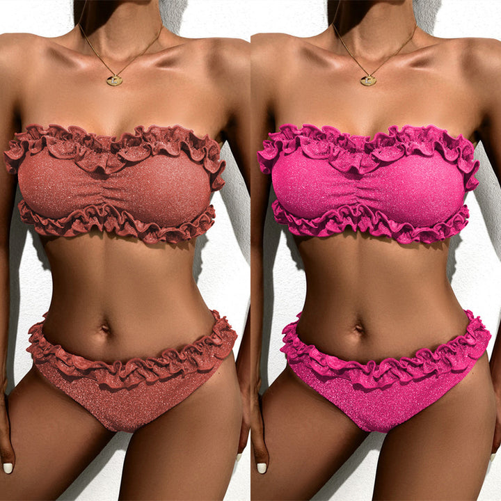 Damen Bandeau-Bikini mit glamourösem Rüschendesign Drune