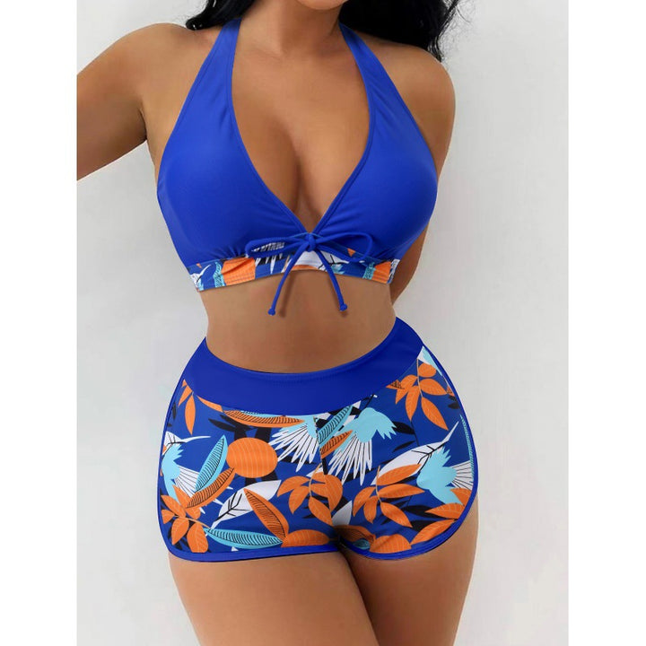 Damen Hochgeschlossen Bikini mit verspieltem Blumenmuster Drune