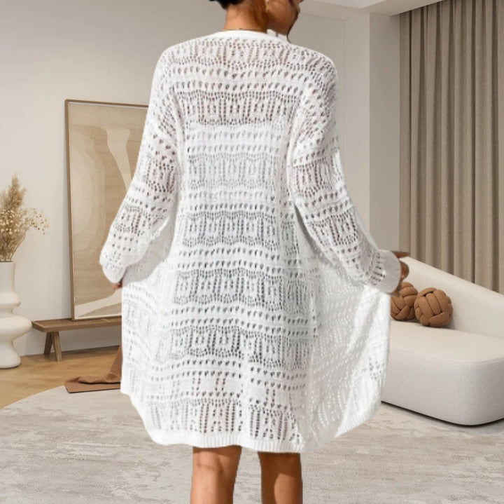 Damen Häkeljacke mit offenem Strickmuster und weitem Schnitt Drune