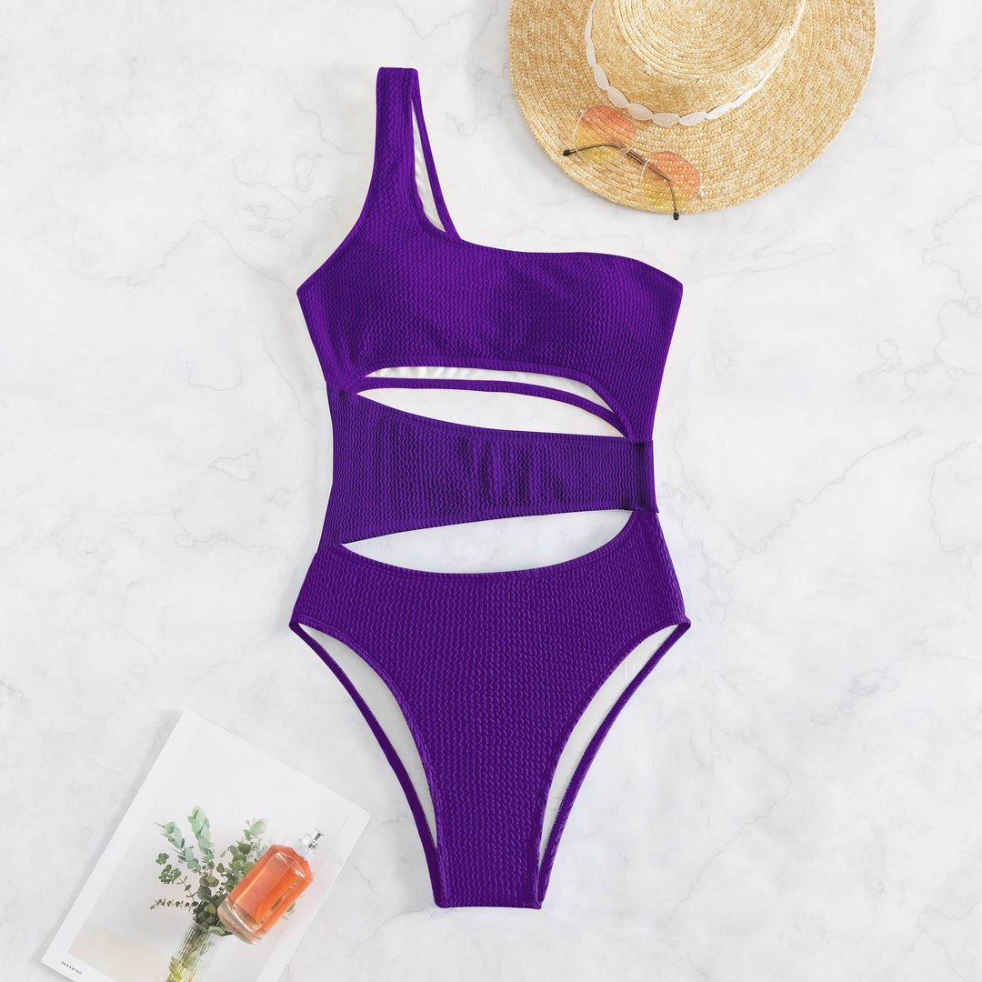 Damen Einteiler Badeanzug mit asymmetrischem Design und trendigen Cut-Outs Drune