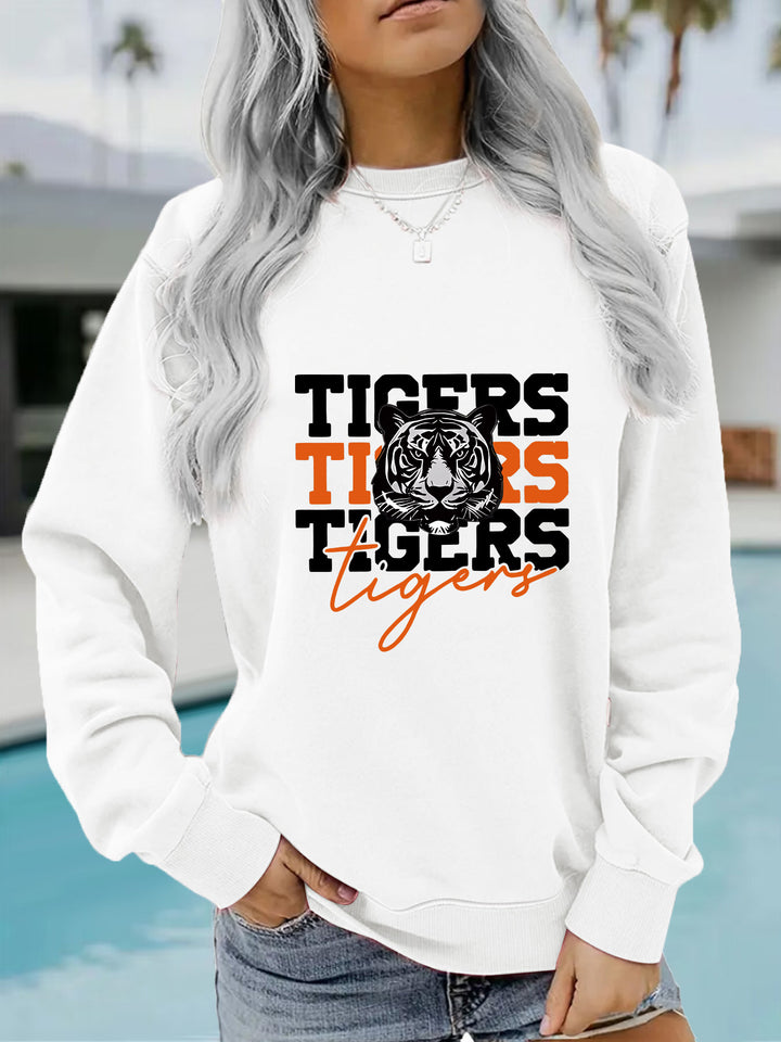 Damen Sweatshirt mit animalistischem Tiger-Design und lässigem Schnitt Drune