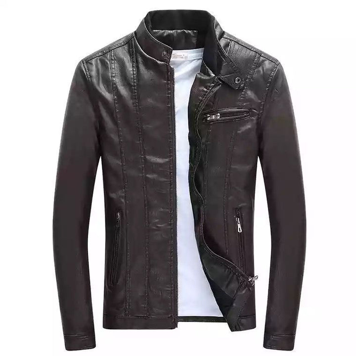 Herren trendige Kunstlederjacke mit feinen Steppdetails Drune