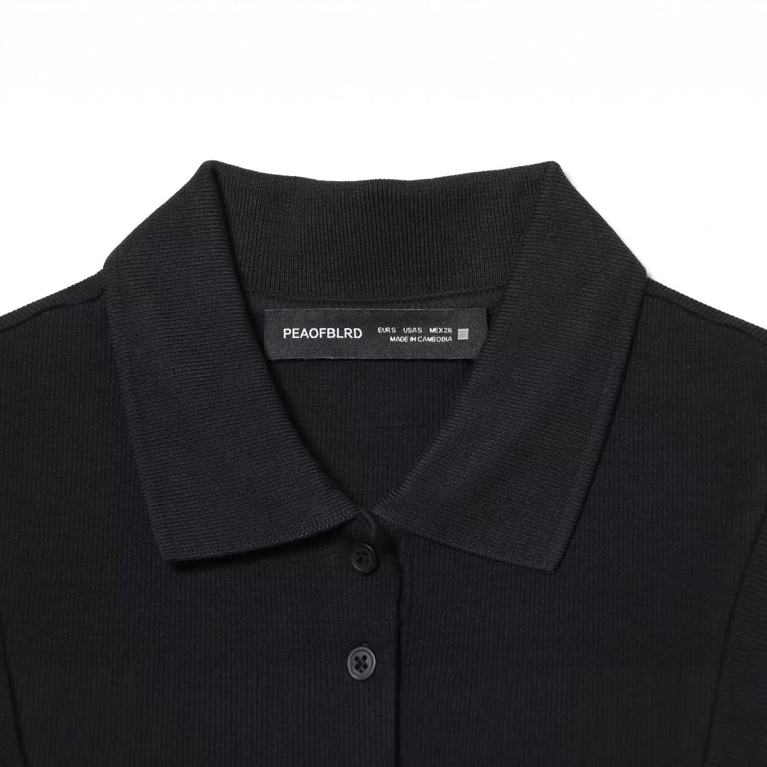 Damen Polo-Kleid mit schwingendem Rock und klassischem Kragen Drune