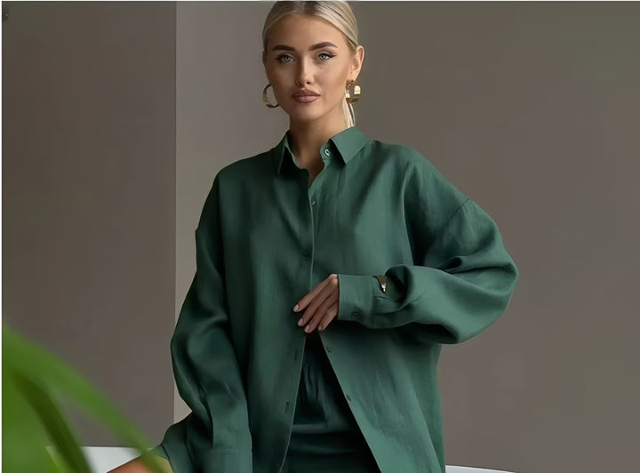 Damen Oversized Hemdblusenkleid mit langen Ärmeln und asymmetrischem Schnitt Drune