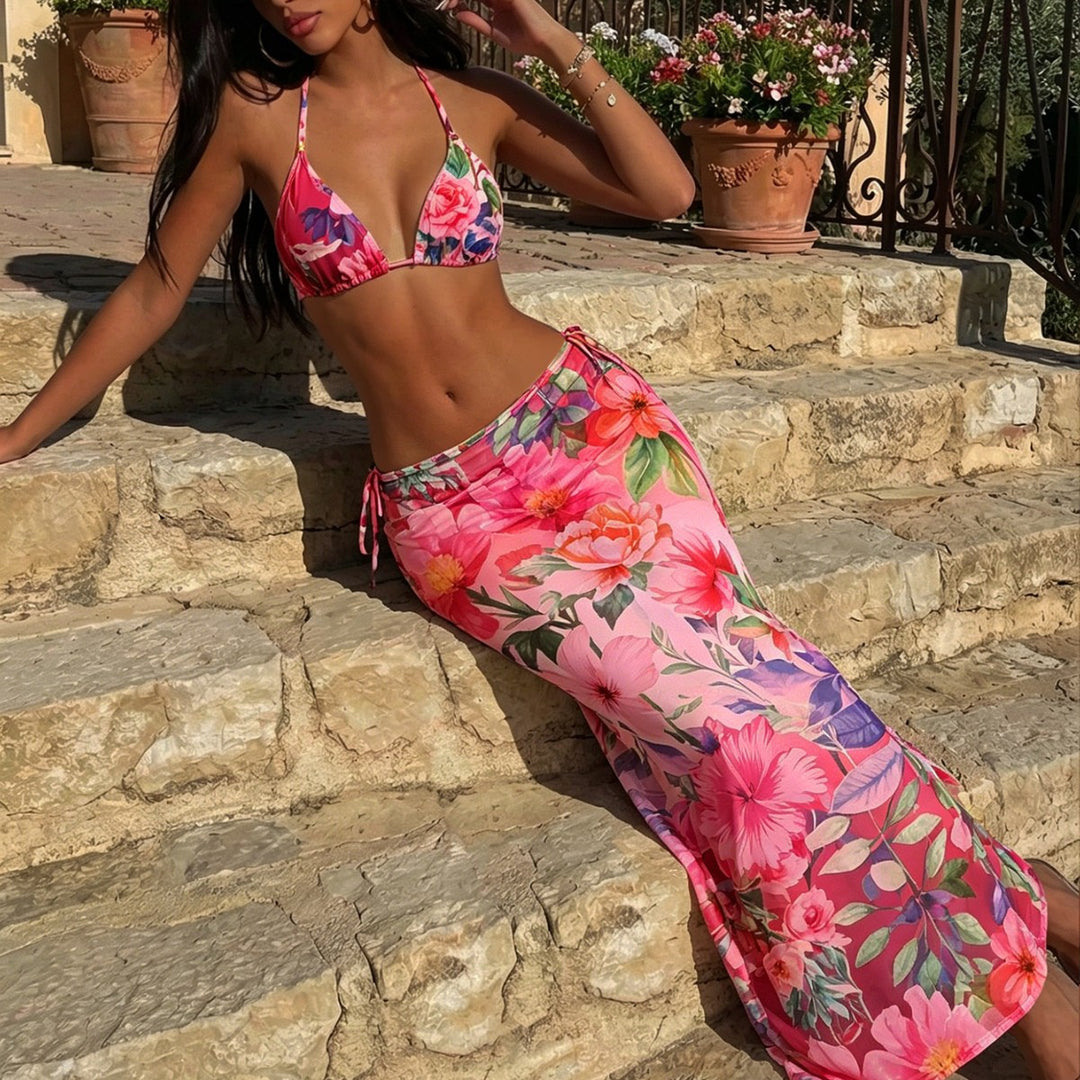 Damen Triangel-Bikini mit floralem und tierischem Muster Drune