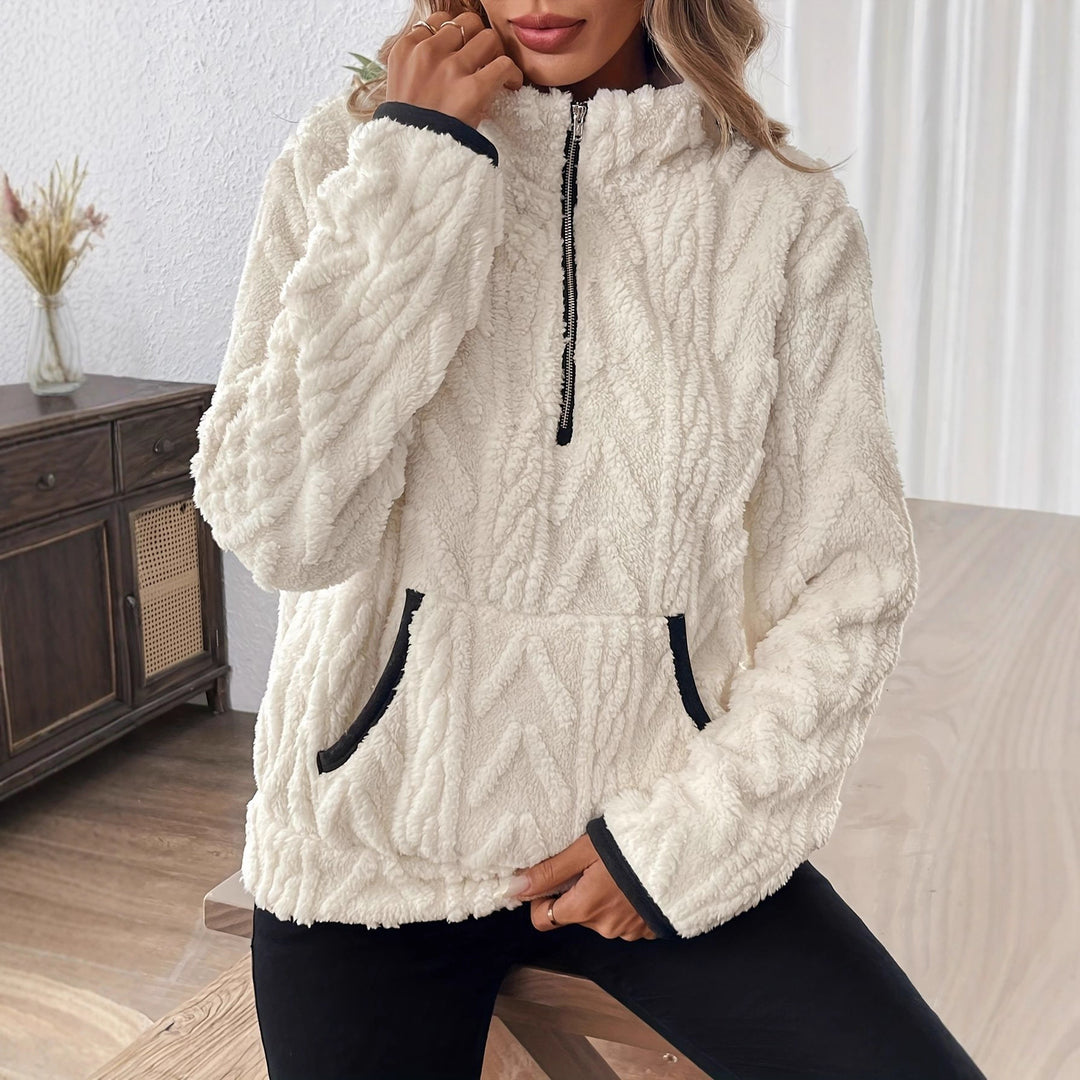 Damen Fleece-Pullover mit halbem Reißverschluss und praktischen Taschen Drune
