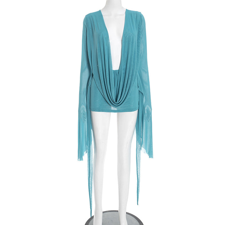 Damen Fließender Kaftan mit weiten Ärmeln und tieferem Ausschnitt Drune