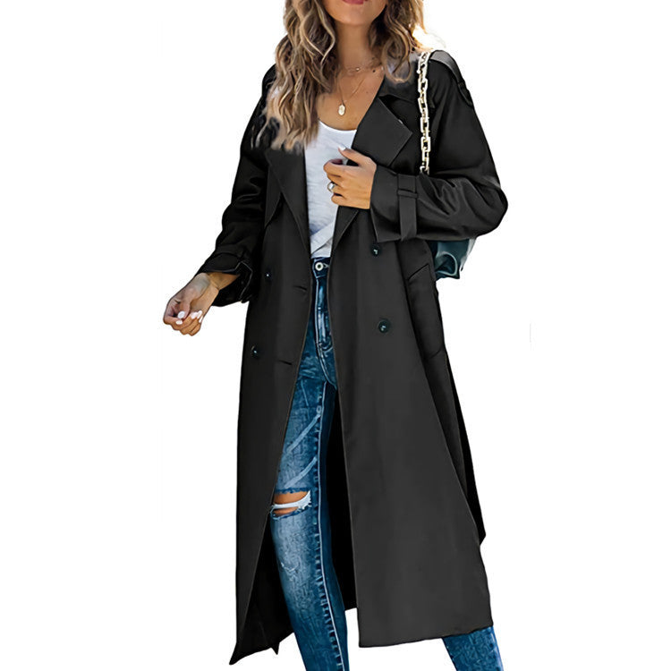 Damen legerer Trenchcoat mit Gürteldesign und stylischen Knöpfen Drune