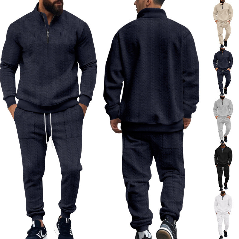 Herren nan Strukturiertes Halbzip-Sweatset mit Waffelstrick und konischer Jogginghose Drune