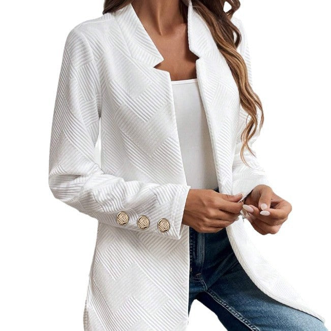 Damen Moderne Blazerjacke mit strukturiertem Design und eleganten Knopfdetails Drune
