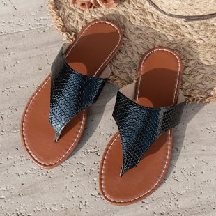 Damen elegante Zehentrenner-Sandalen mit geflochtenen Riemen Drune