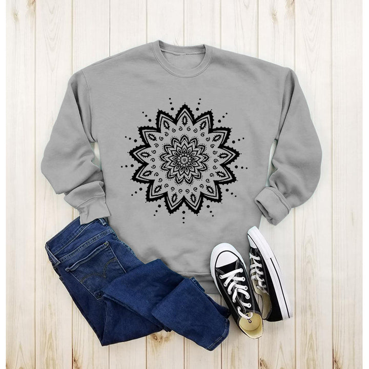 Damen Sweatshirt mit kreativem Mandala-Design und lässigem Schnitt Drune