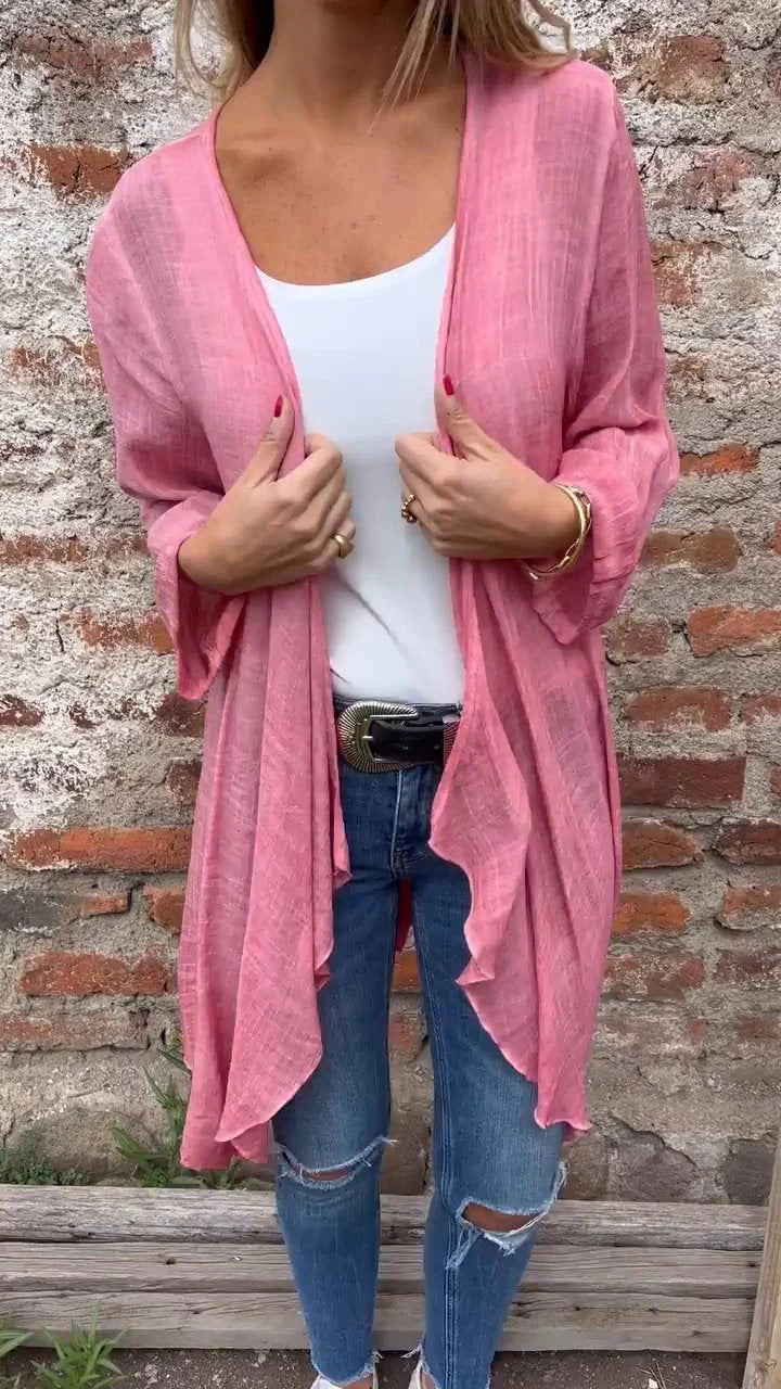 Damen Longcardigan mit fließendem Schnitt und eleganten Raffungen Drune