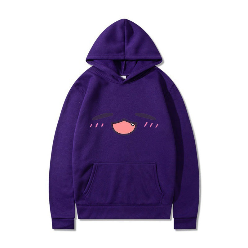 Damen Kapuzenpullover mit fröhlichem Cartoon-Gesicht und bequemer Passform Drune
