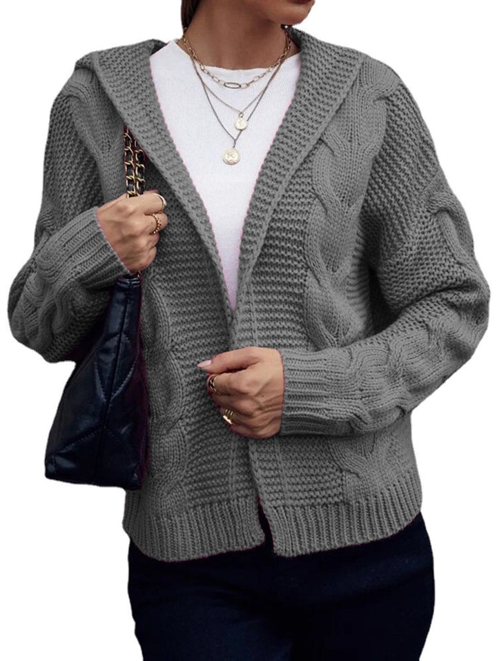 Damen Grobstrick-Cardigan mit Kapuze und strukturiertem Zopfmuster Drune