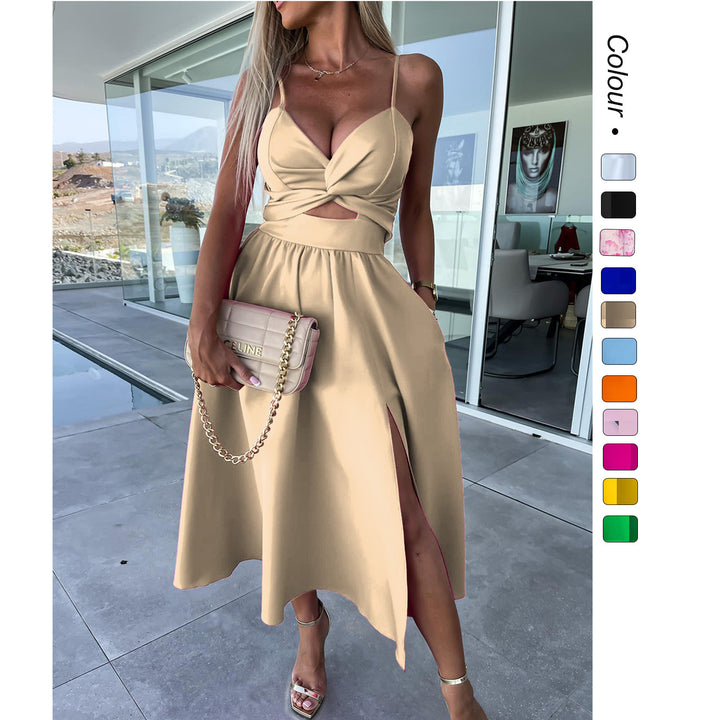 Damen Zweiteiler Ensemble mit elegantem knotenfreier Bluse und fließendem Rock mit Schlitz Drune