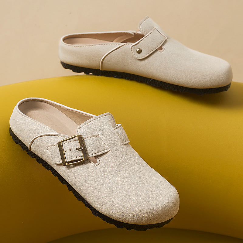 Damen nan gemütliche Nubuk-Slipper Clog mit verstellbarer Messingschnalle und ergonomischem Memory-Fußbett Drune