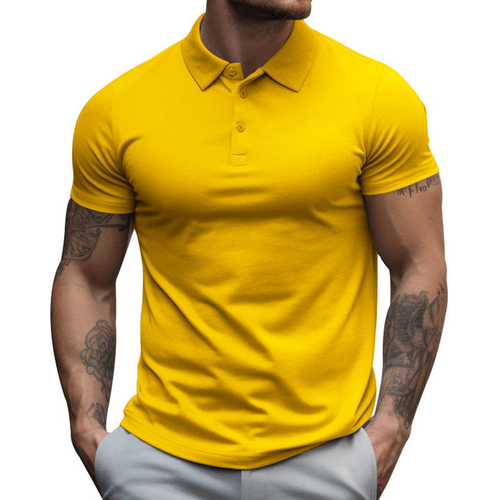 Herren nan athletisches figurnahes Piqué-Poloshirt kurzärmelig mit verdeckter Knopfleiste Drune