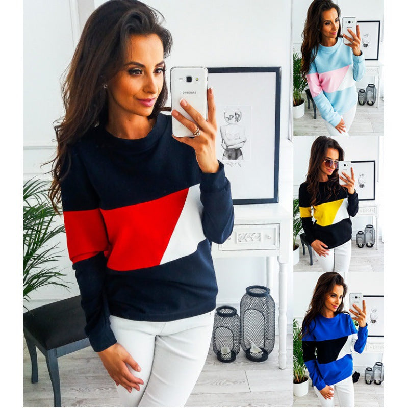 Damen Lässiger Sweatshirt mit modischem Farbblockdesign Drune