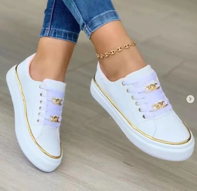 Damen Sneakers mit modischem Satin-Obermaterial und eleganten Goldakzenten Drune