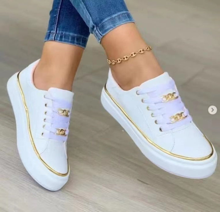 Damen Sneakers mit modischem Satin-Obermaterial und eleganten Goldakzenten Drune