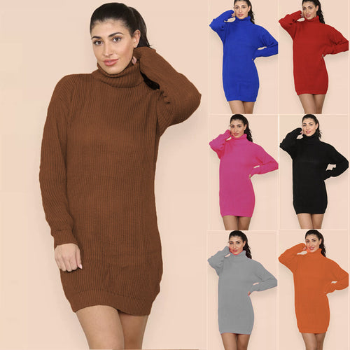 Damen Strickkleid mit hohem Rollkragen und lässigem Schnitt Drune