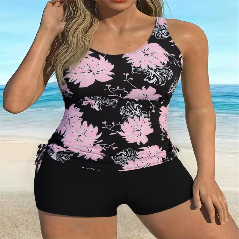Damen Tankini-Set mit floralem Oberteil und sportlichem Höschen Drune