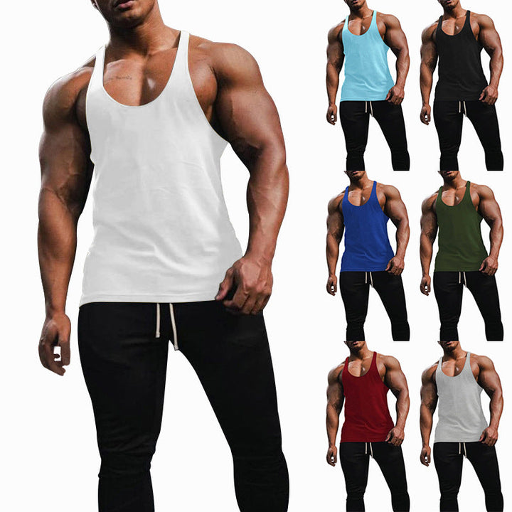 Herren nan athletisches Tanktop mit tiefem Armausschnitt und schmalen Trägern am Rücken aus Baumwollstretch Drune