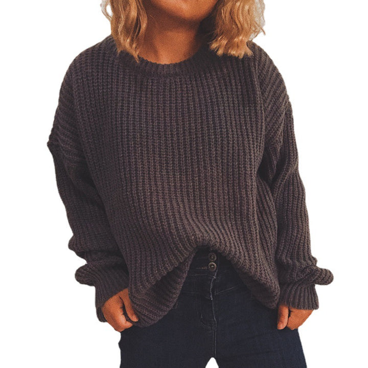 Damen Grobstrickpullover mit oversized Schnitt und lässigen Ärmeln Drune