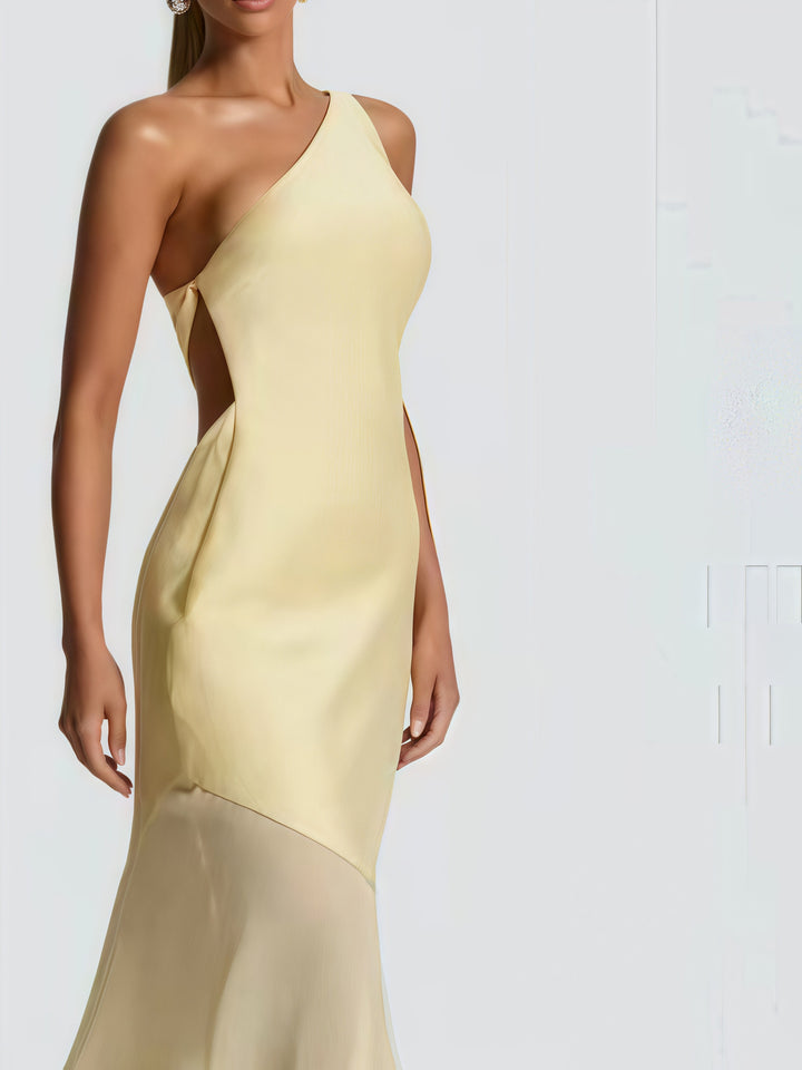 Damen Einseitiges Maxikleid mit fließendem Rock Drune