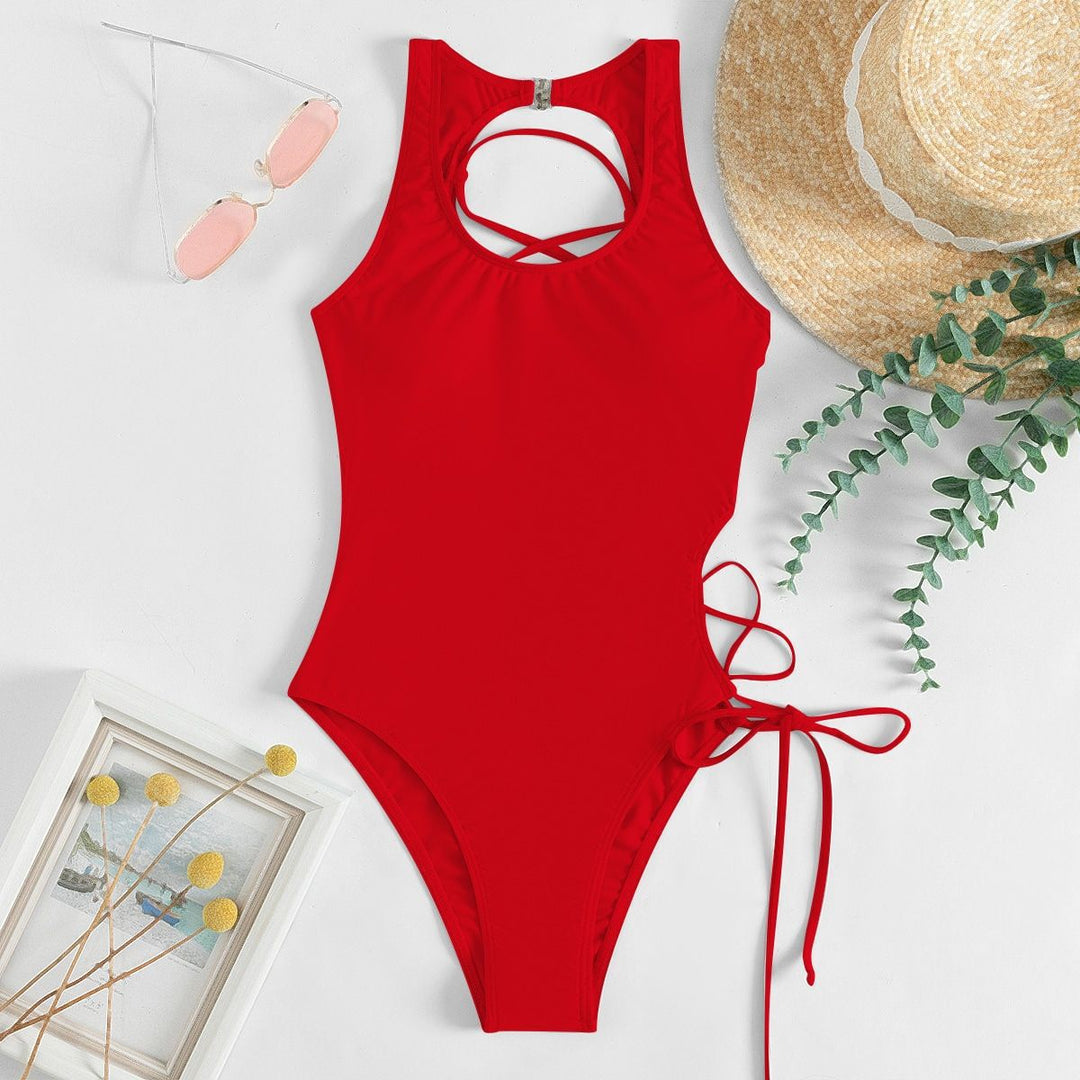 Damen Hochgeschnittener Badeanzug mit raffiniertem Schnürdesign Drune