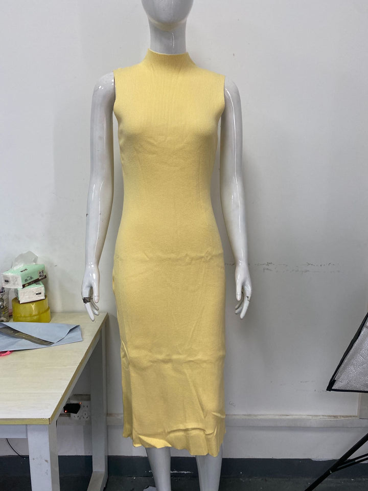 Damen-Turtleneck-Maxikleid aus elegantem Rippenstrick Drune