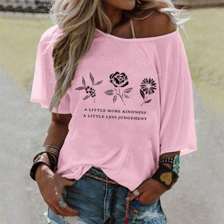 Damen lässiges Boho-T-Shirt mit floralem Motiv Drune