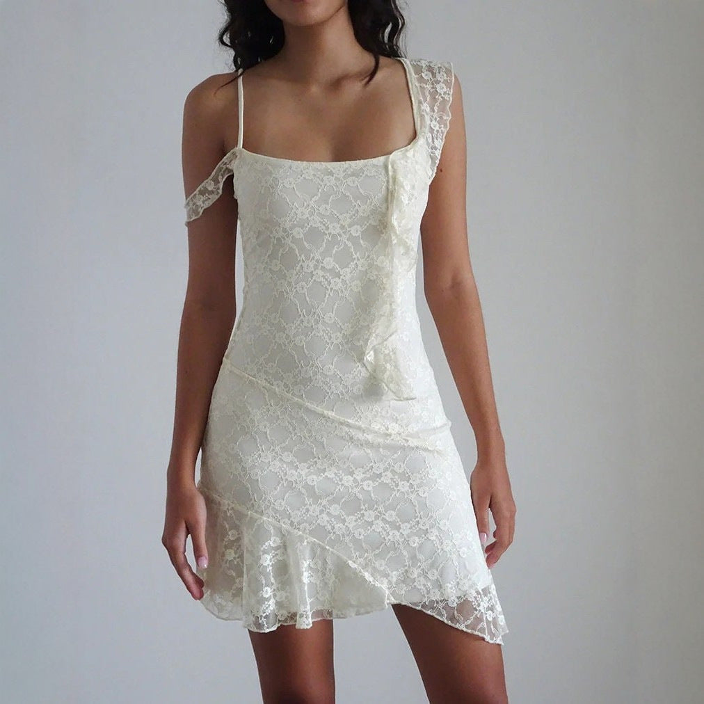 Damen Spitzenkleid mit asymmetrischem Schnitt Drune