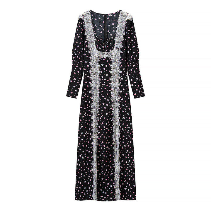 Damen Maxikleid mit elegantem Schnitt und floralem Spitzenbesatz Drune