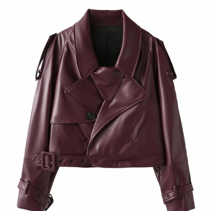 Damen Bikerjacke aus hochwertigem Kunstleder mit asymmetrischem Reißverschluss Drune