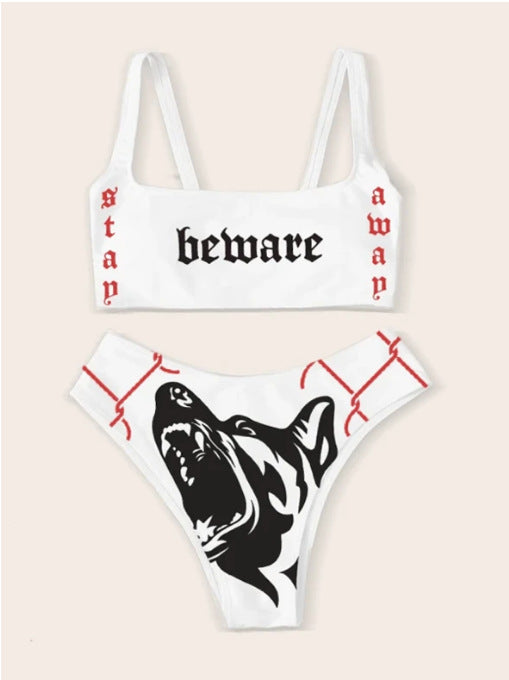 Damen Bandeau Bikini-Set mit auffälligem Grafikdruck Drune