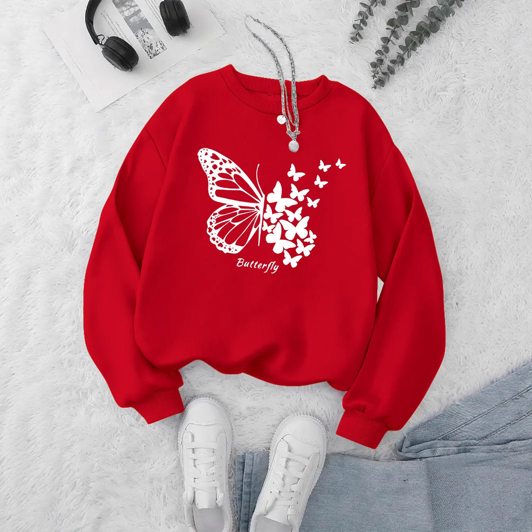 Damen Sweatshirt mit kreativem Schmetterlingsmotiv und lässigem Schnitt Drune