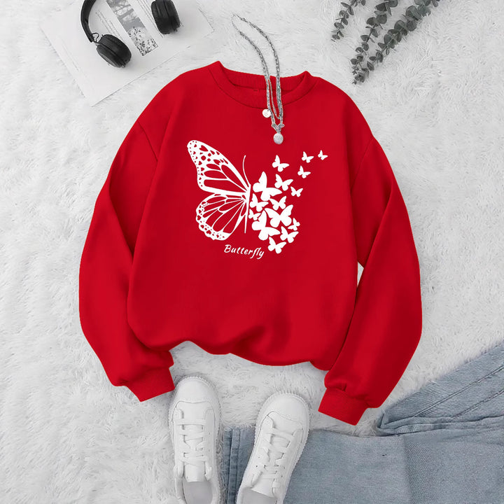 Damen Sweatshirt mit kreativem Schmetterlingsmotiv und lässigem Schnitt Drune