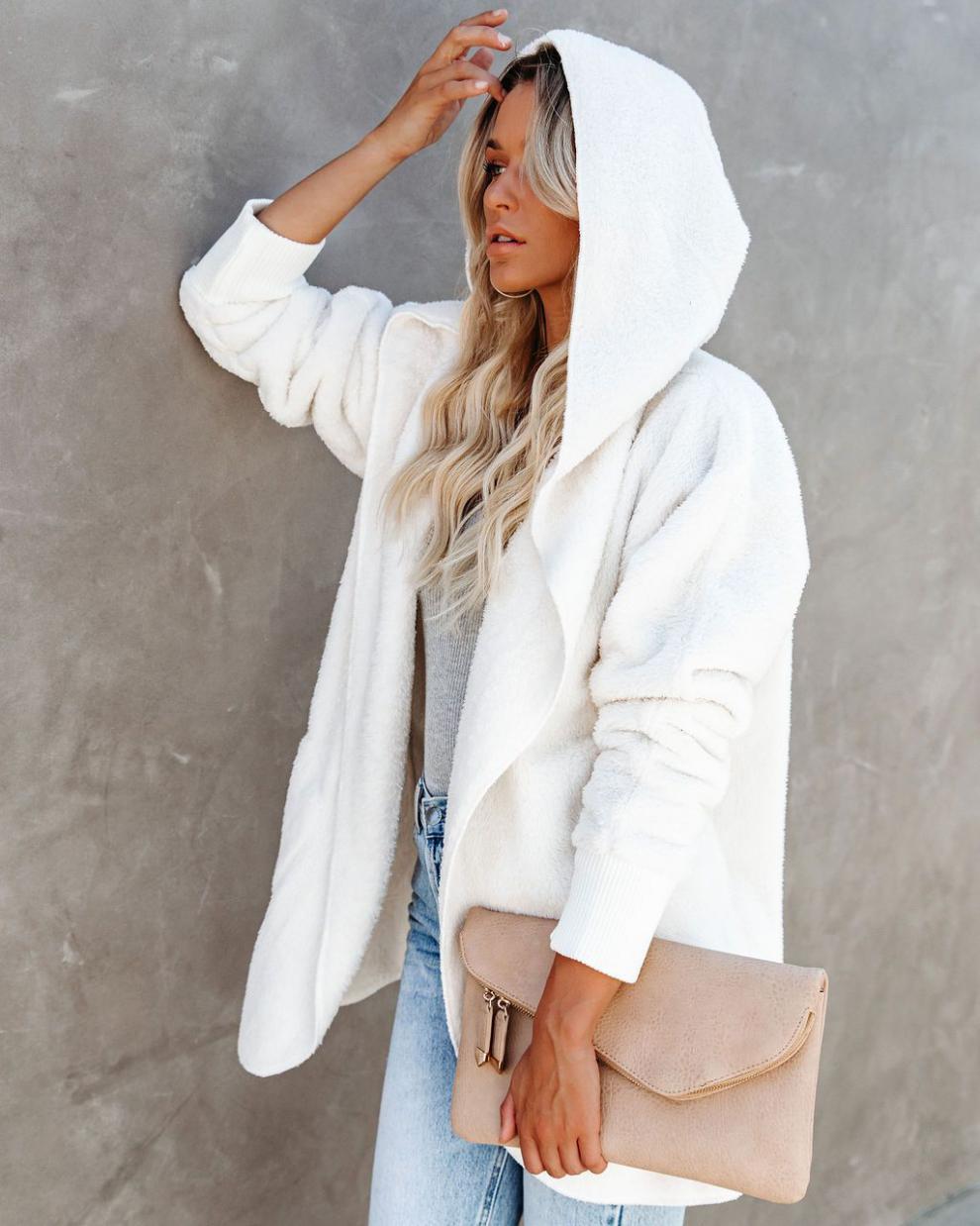 Damen Kuschelige Kapuzenjacke aus weichem Material Drune