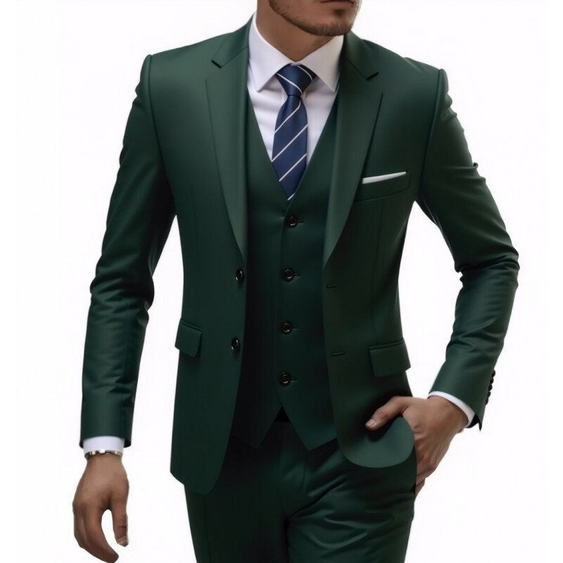 Herren nan dreiteiliges Slim-Fit Anzugset mit Weste, schmalem Revers und taillierter Silhouette Drune