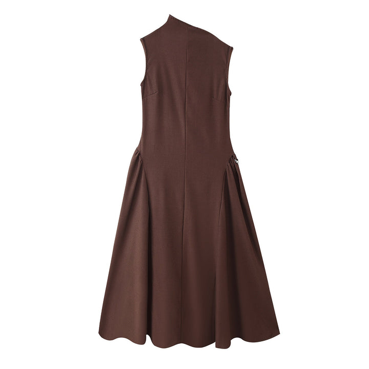 Damen A-Linien Kleid mit asymmetrischem Ausschnitt und eleganten Falten Drune