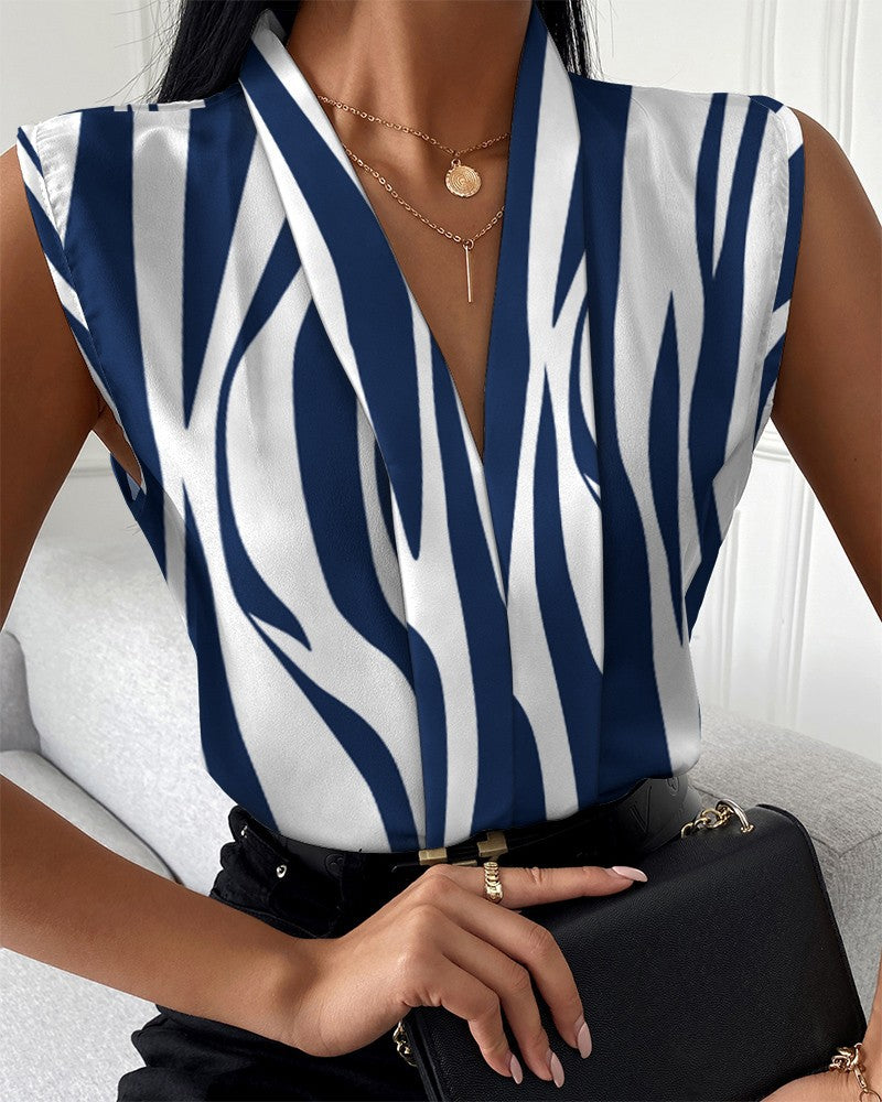 Damen Seidenbluse mit abstraktem Druck Drune