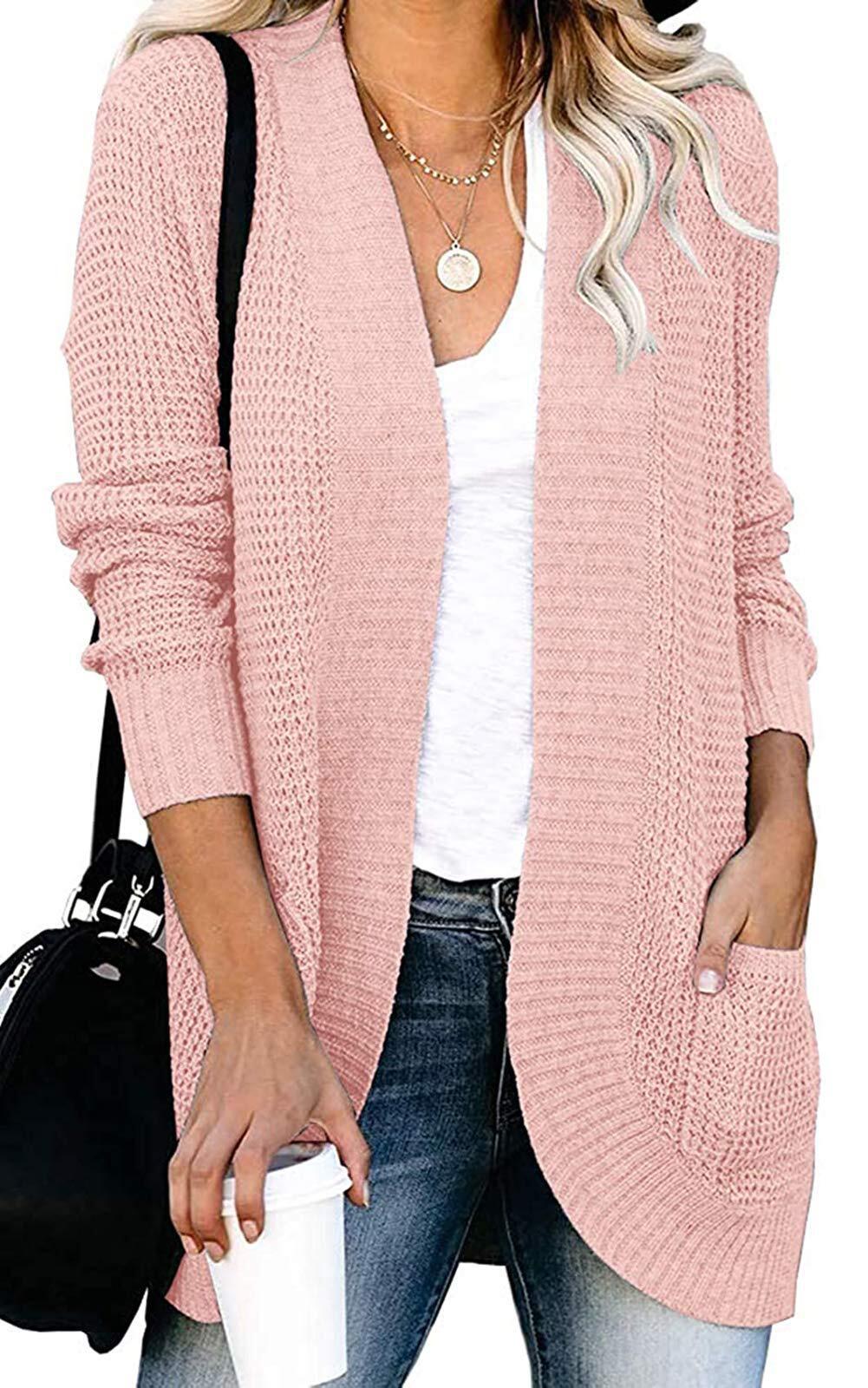 Damen Lässiger Strickcardigan mit offenen Fronten und praktischen Taschen Drune