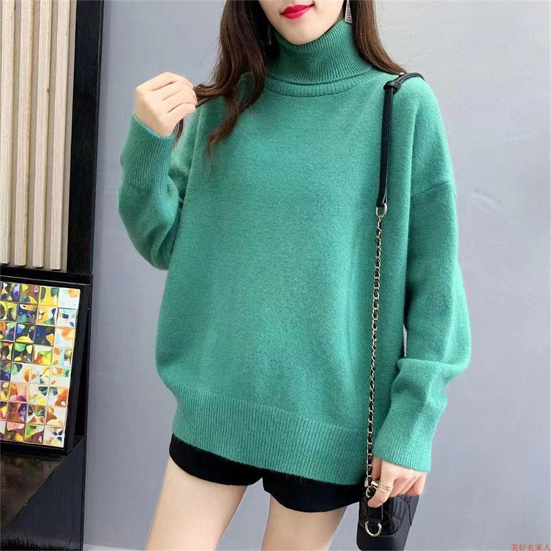 Damen Grobstrickpullover mit hohem Kragen und oversized Passform Drune
