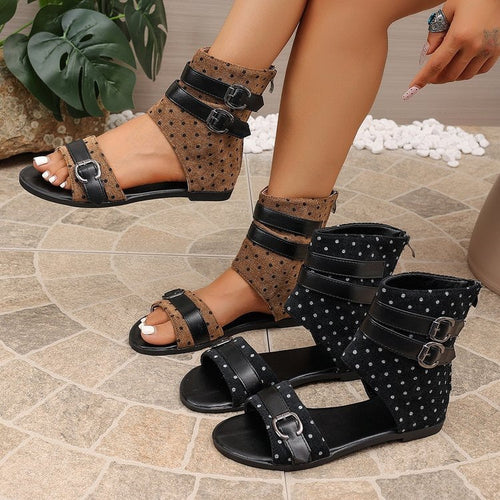 Damen modische Riemensandalen mit verstellbaren Schnallen Drune