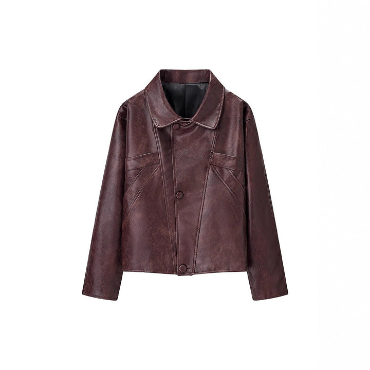 Damen Kurzjacke aus Kunstleder mit strukturiertem Design Drune