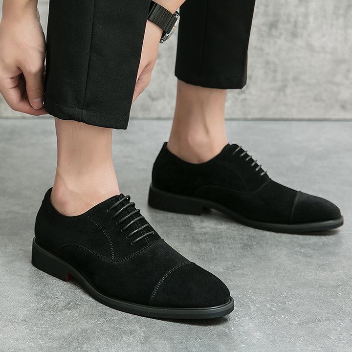 Herren elegante Veloursleder Oxford-Halbschuhe mit Kaptoefen-Detail, gepolstertem Komfortfußbett und rutschfester Gummisohle Drune