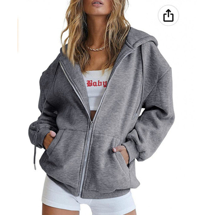 Damen Oversize Hoodiejacke mit hohen Kragen Drune
